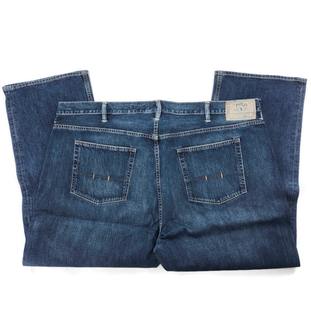 Polo Ralph Lauren Classic 867 100% Cotton Dark Blue Zip-Fly Denim Jeans 50Bx30 - Picture 2 of 8